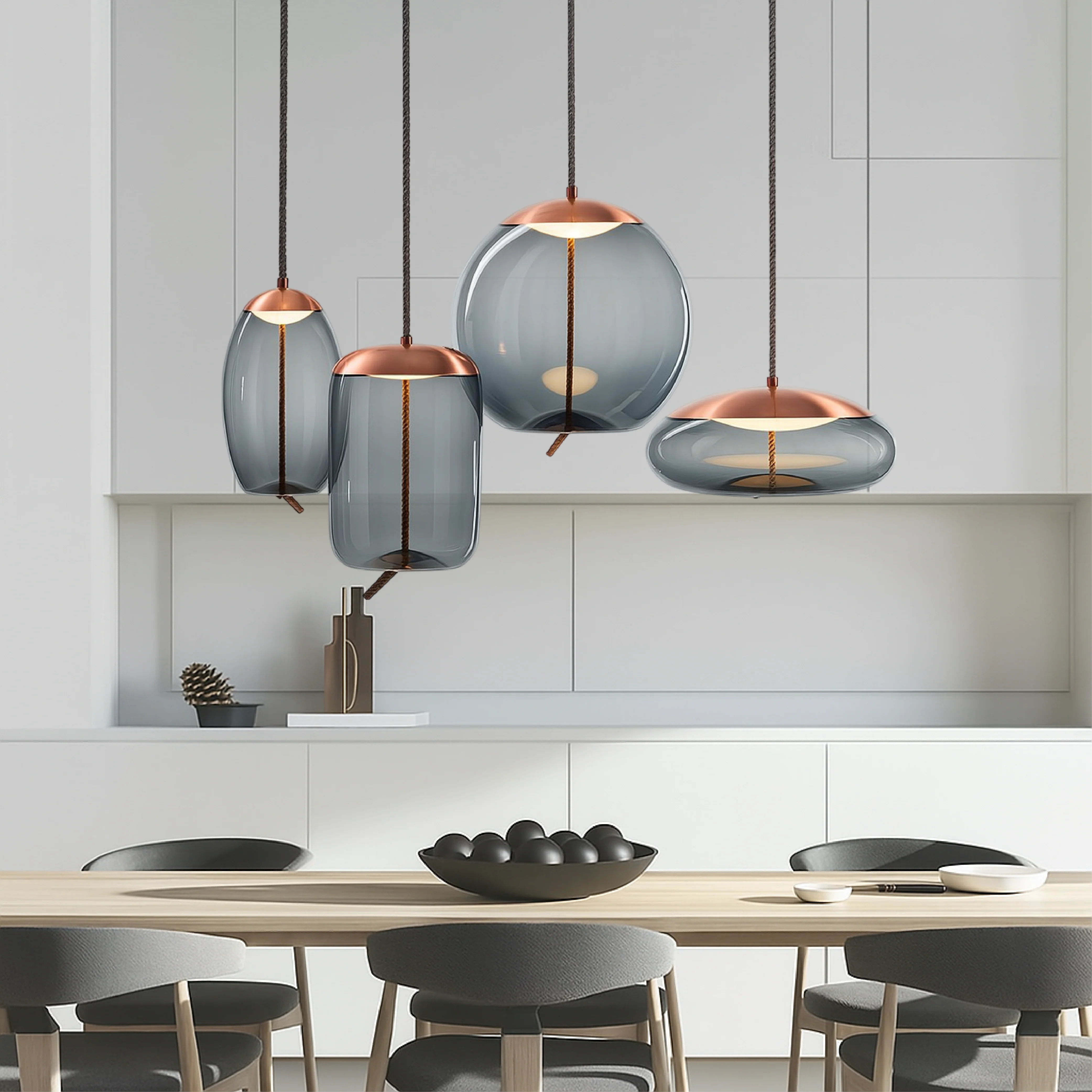 Isolara - Hanglamp in Roségoud met Touwaccent