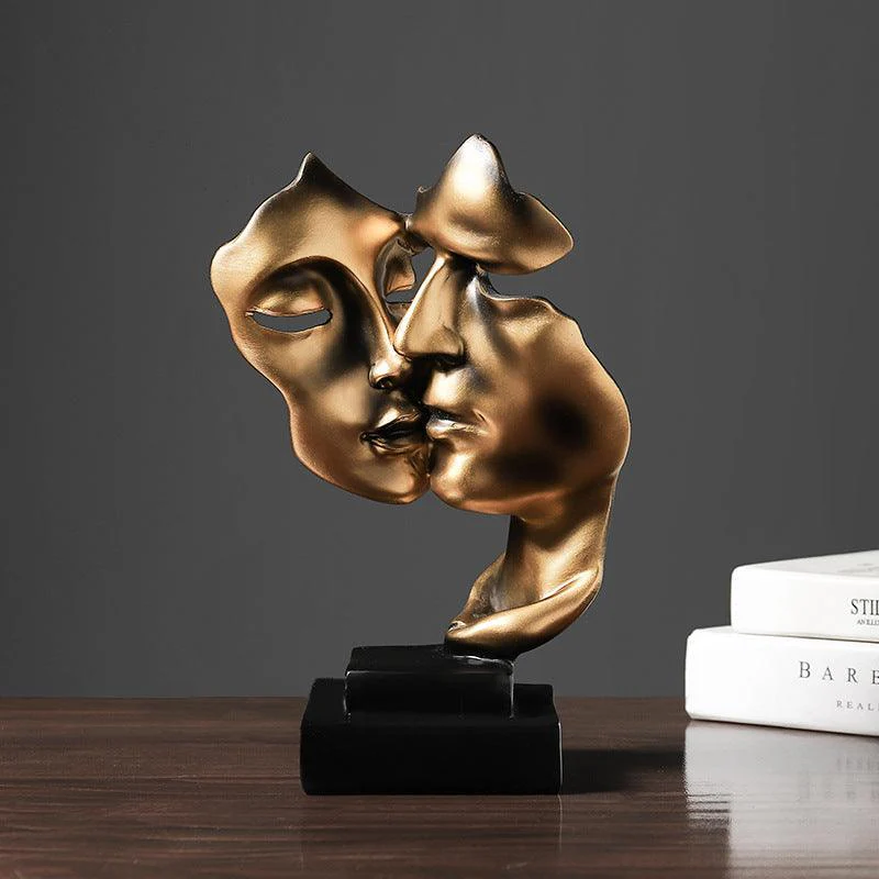 Kaelith – Gouden Abstract Gezicht Sculptuur