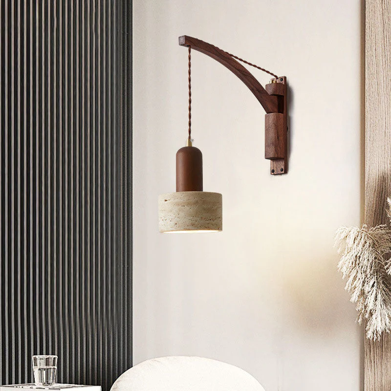 Kaelun – Wabi Sabi Houten Wandlamp Met Glazen Koepel