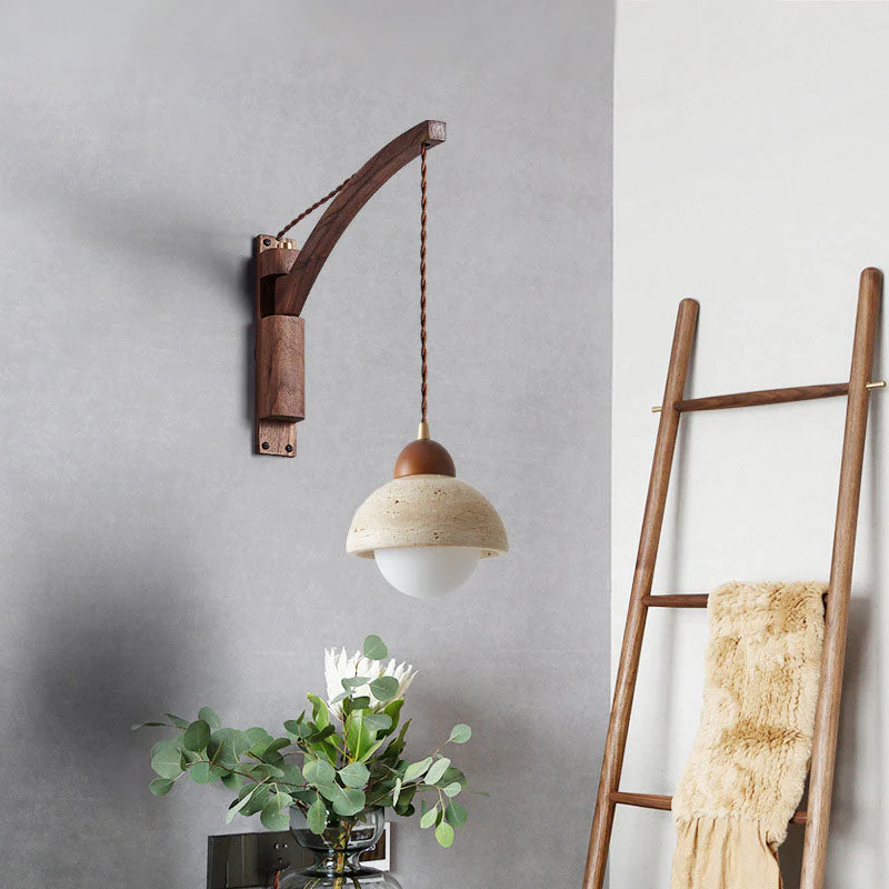 Kaelun – Wabi Sabi Houten Wandlamp Met Glazen Koepel - Image 12