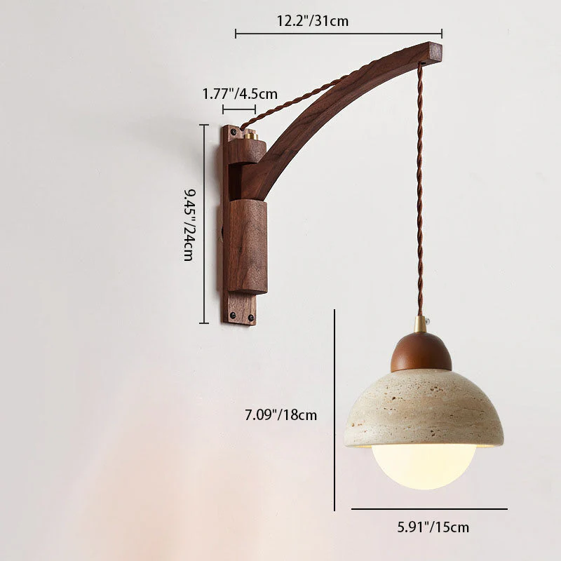 Kaelun – Wabi Sabi Houten Wandlamp Met Glazen Koepel - Image 13