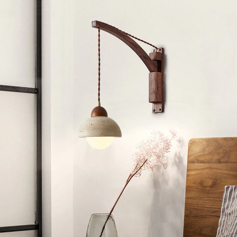 Kaelun – Wabi Sabi Houten Wandlamp Met Glazen Koepel - Image 5