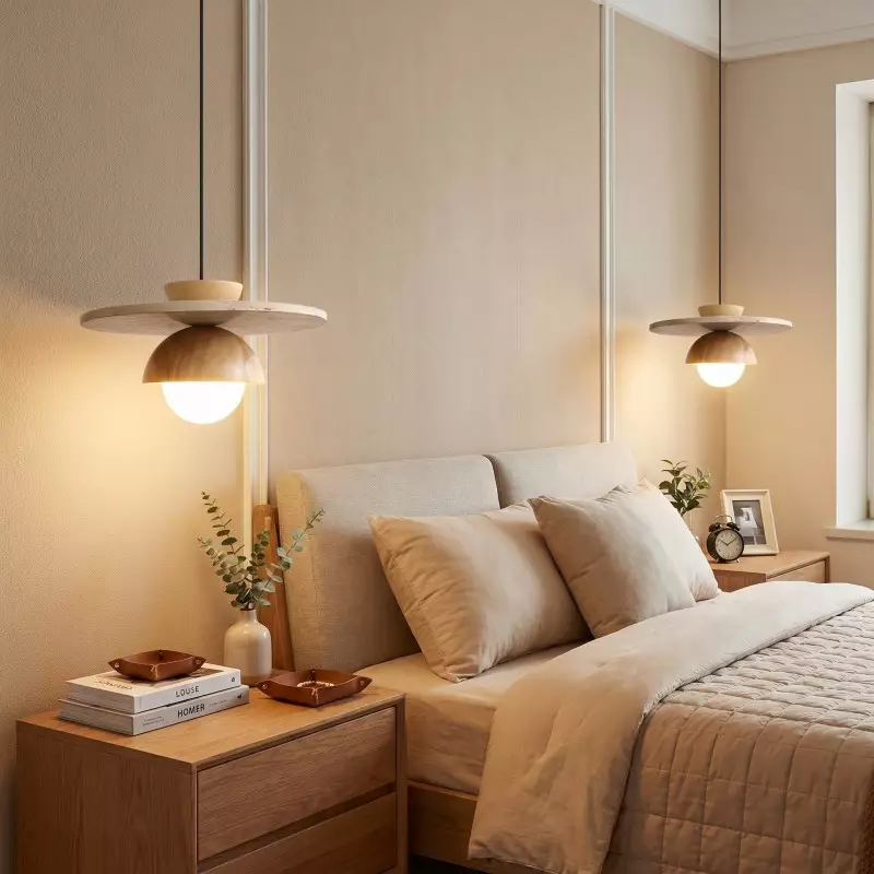 Kudaro – Travertin Houten Japandi Hanglamp - Image 13