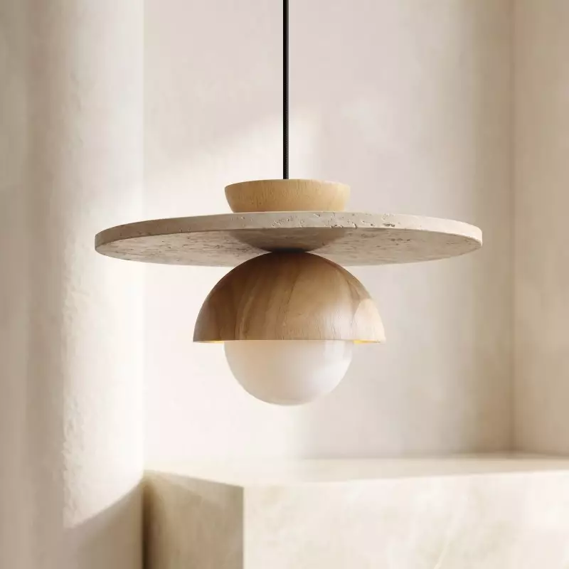 Kudaro – Travertin Houten Japandi Hanglamp - Image 15