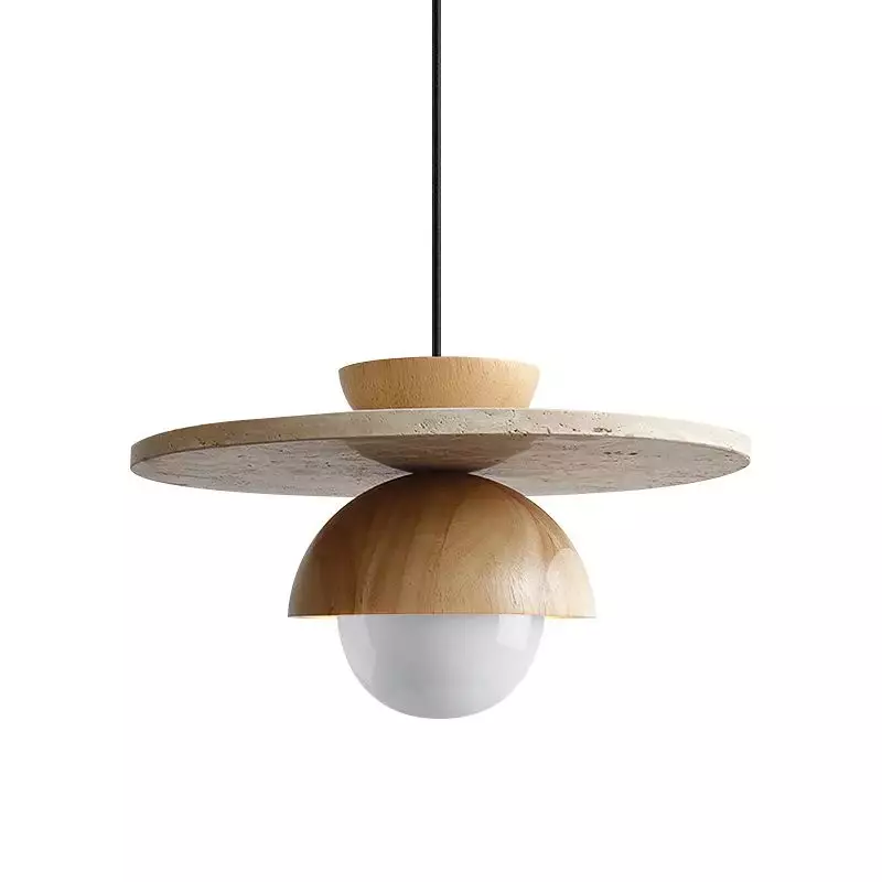 Kudaro – Travertin Houten Japandi Hanglamp - Image 2