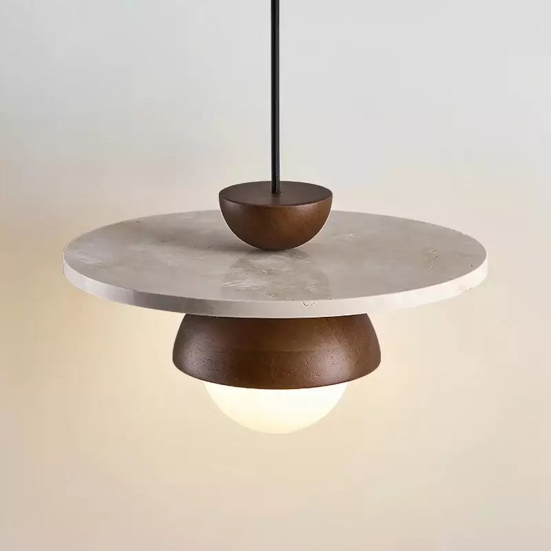 Kudaro – Travertin Houten Japandi Hanglamp - Image 6