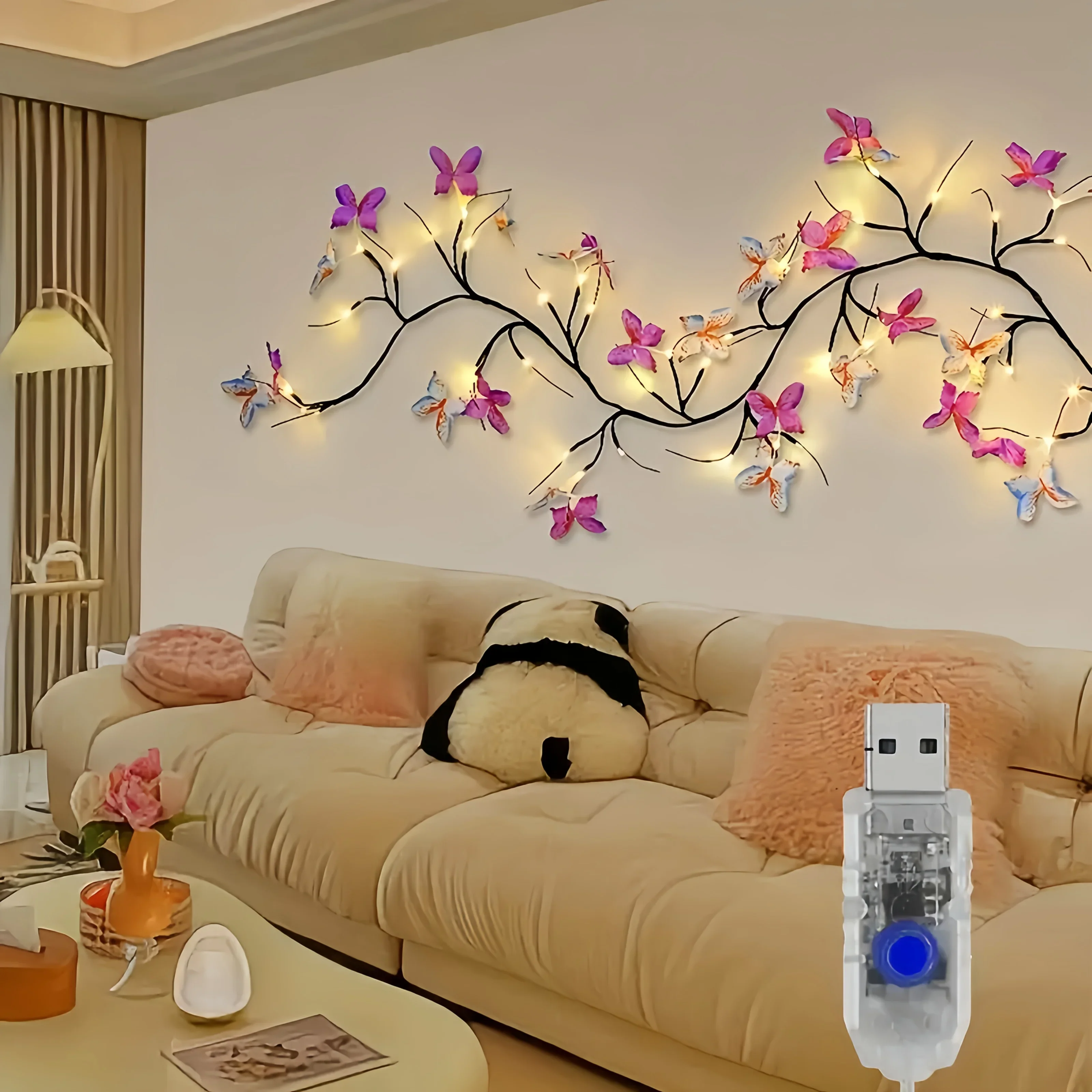 Lioraël – LED Vlindertak Sfeerverlichting met USB voor Muurdecoratie - Image 2