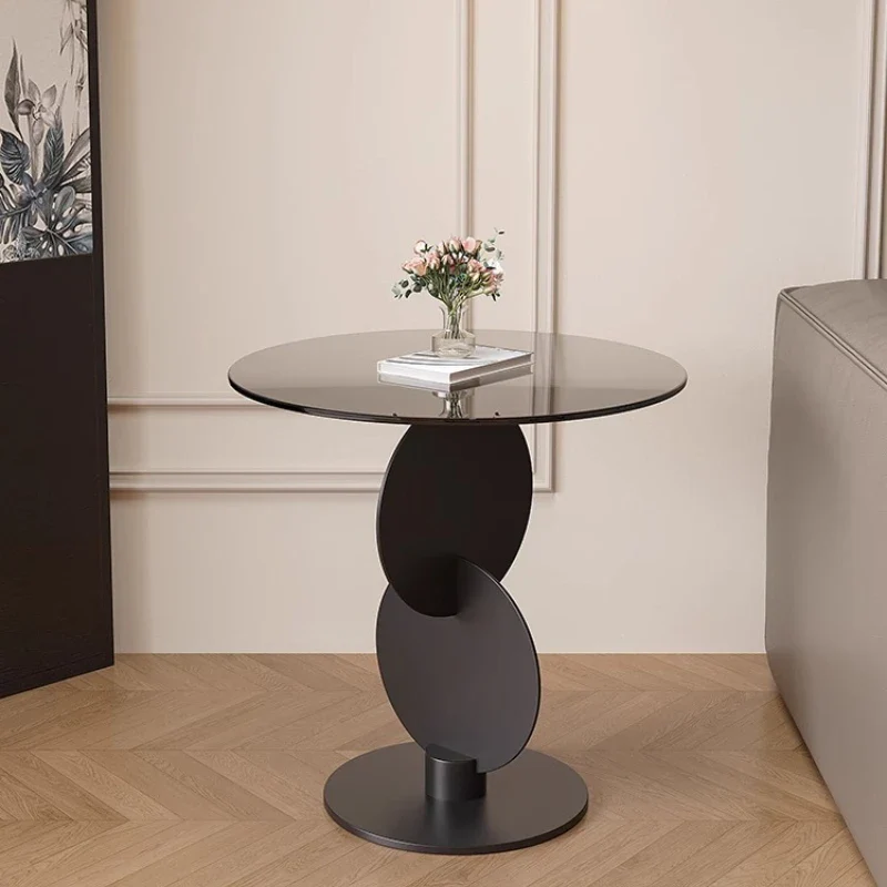 Lioren - Ronde Glazen Bijzettafel Minimalistisch Design