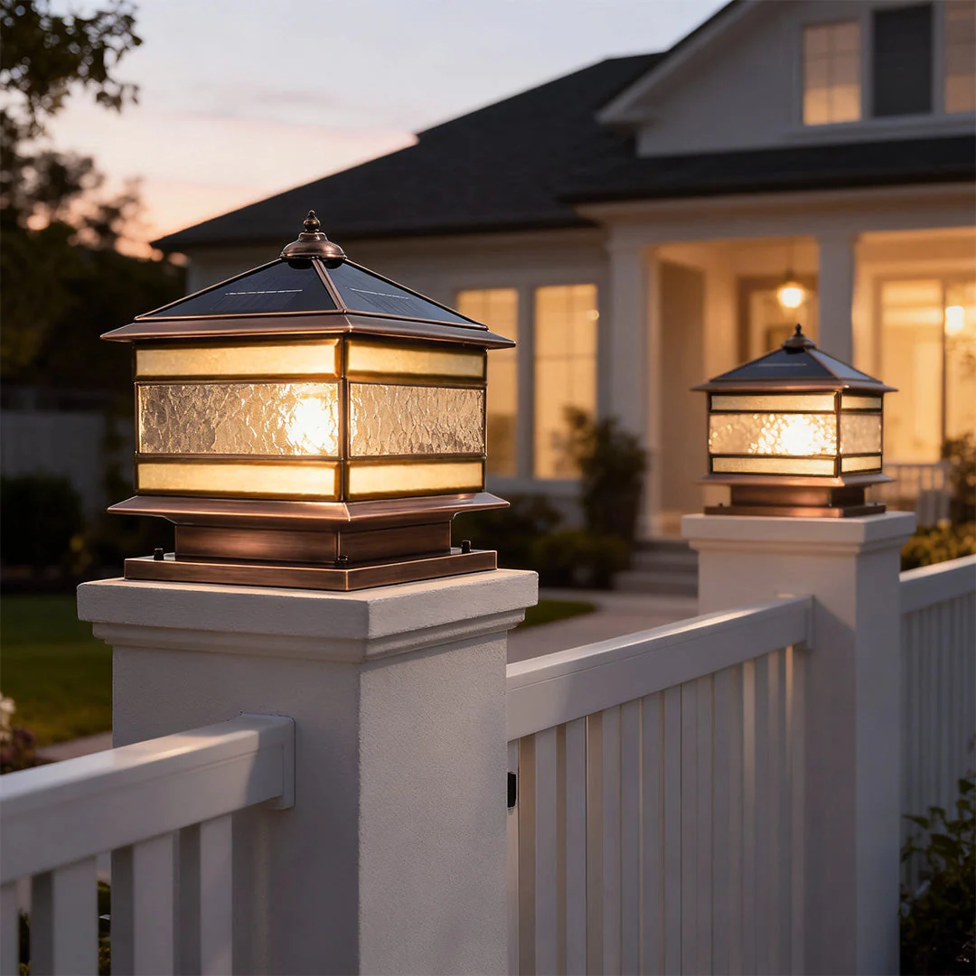 Lomorva – Solar LED Buitenlamp Warm Wit Waterdicht Koper Vintage
