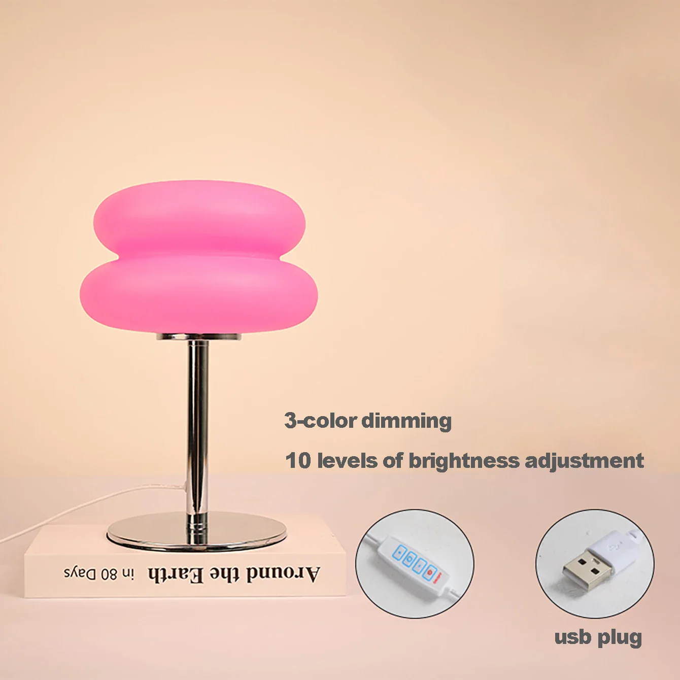 Lumorelle - Sfeervolle Bedlamp in Crèmekleur met USB en Dimbare Verlichting - Image 2