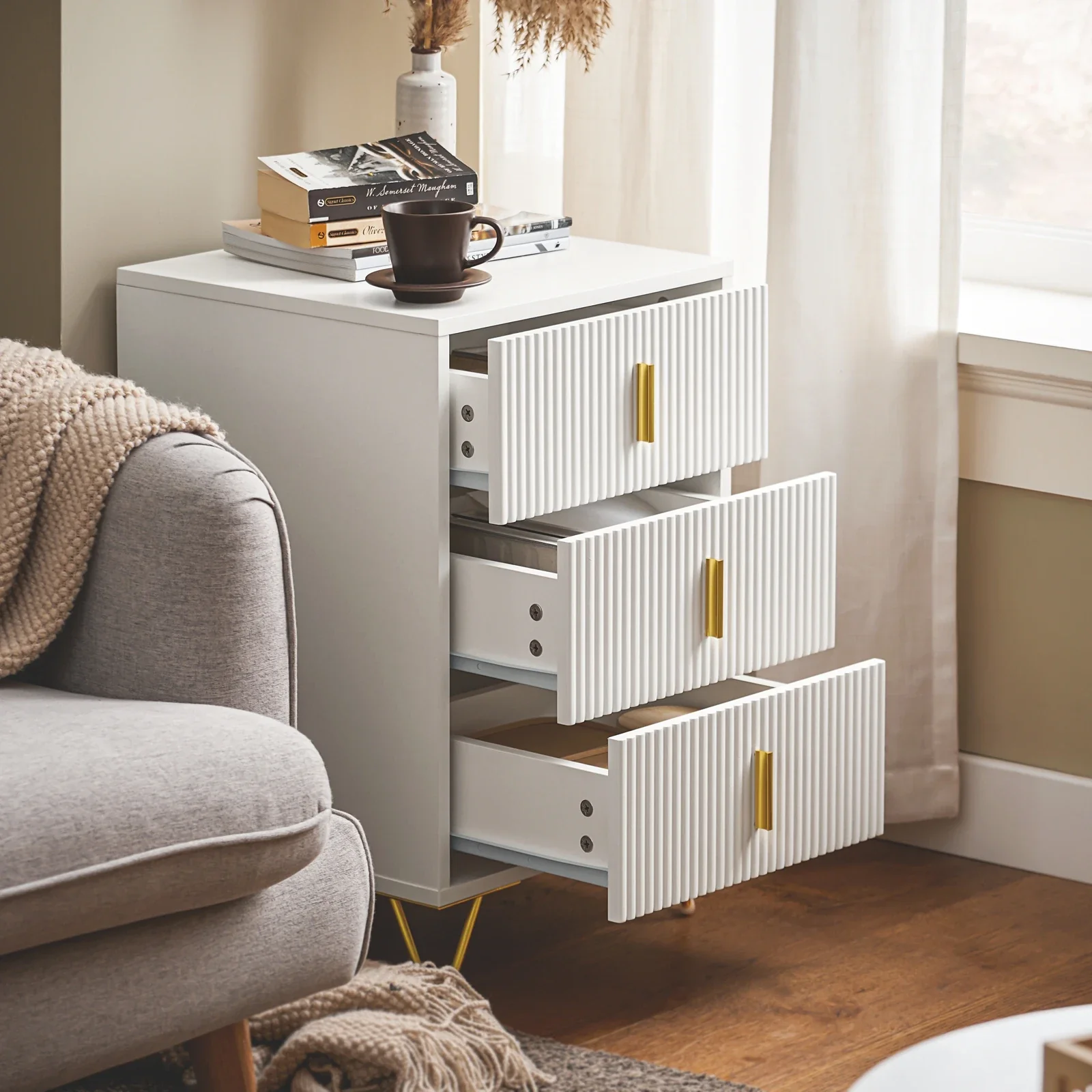 Lunara - Nachtkastje met 3 Lades voor Boxspring of Bank - Image 3