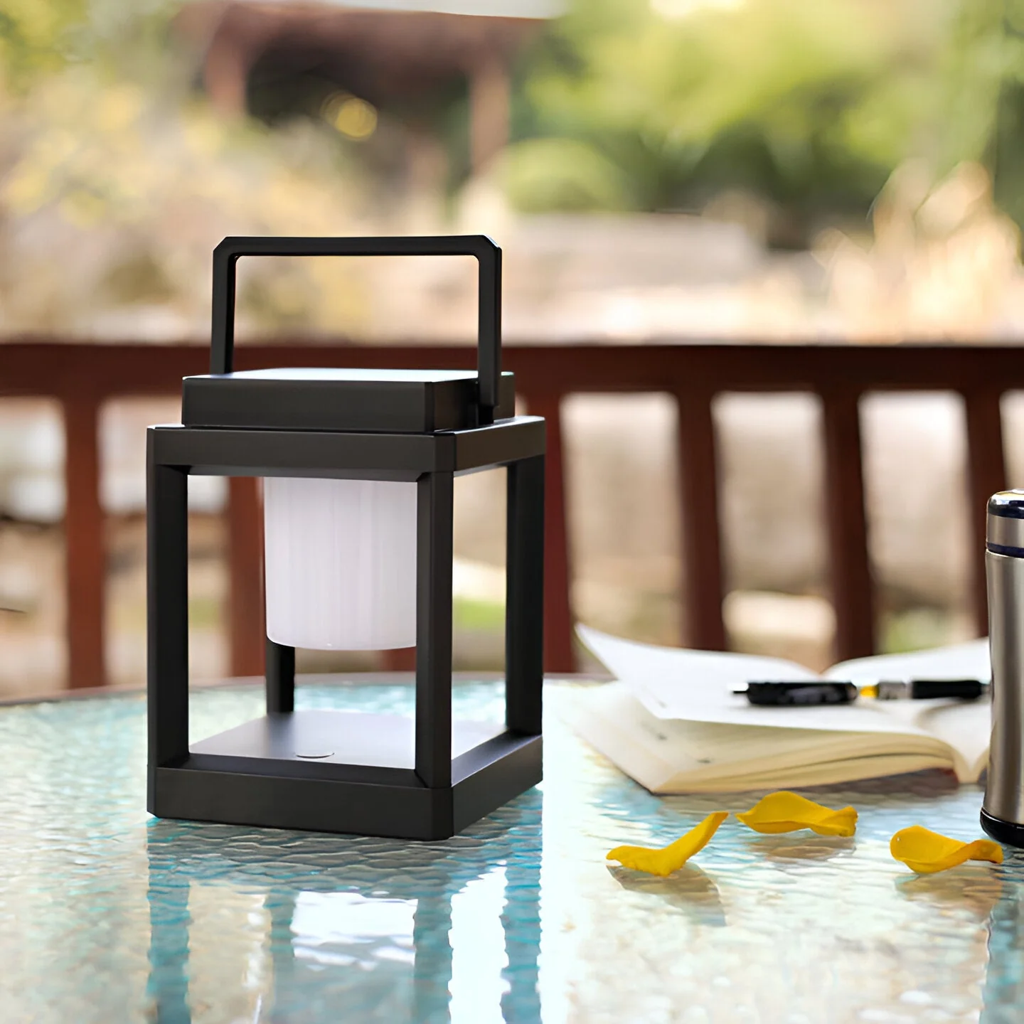 Lunistra - Zwarte Draagbare Solarlantaarn met USB-oplaadfunctie voor de Tuin - Image 8