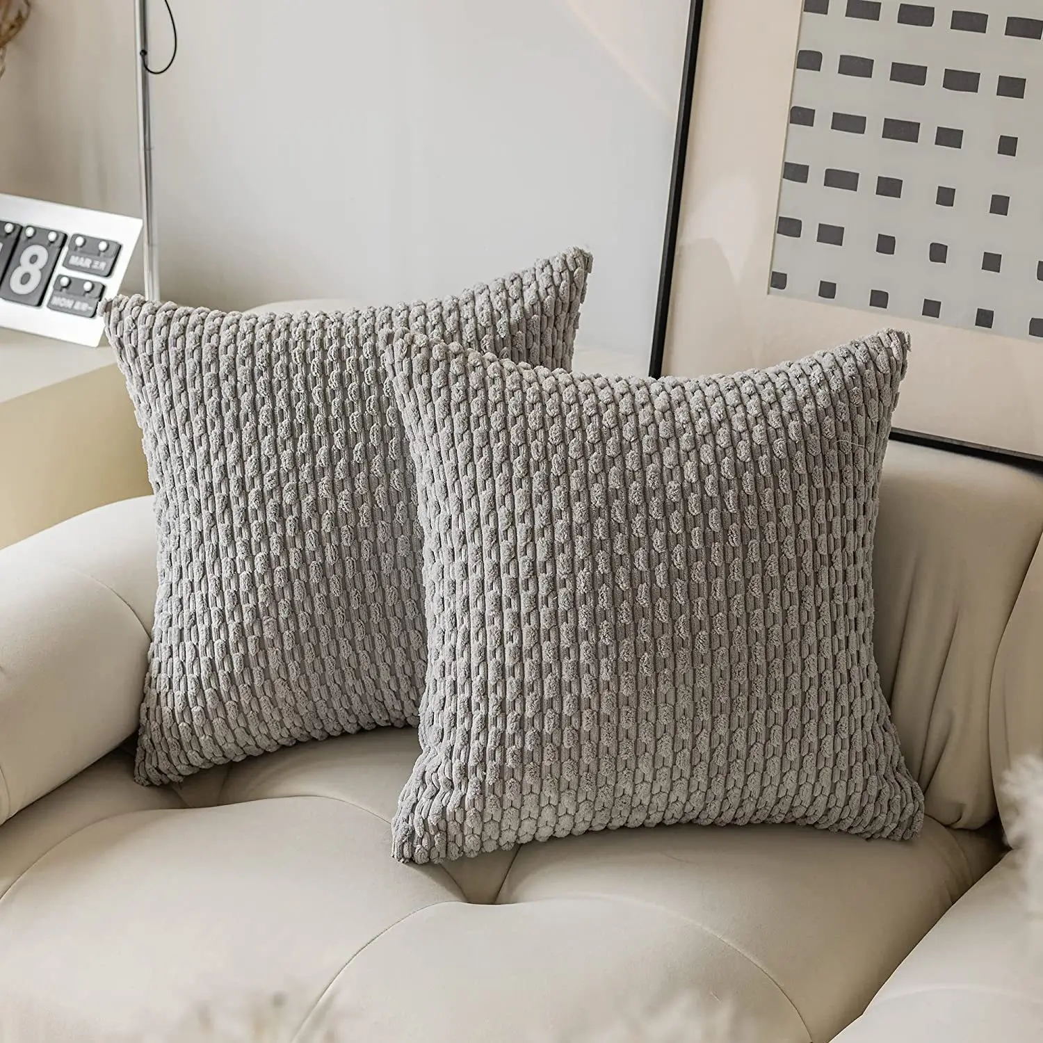 Maribelle – Boho gestreepte decoratieve kussenhoes 45 cm - Image 3
