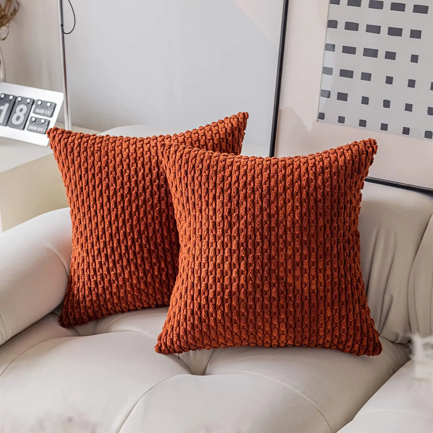 Maribelle – Boho gestreepte decoratieve kussenhoes 45 cm - Image 6