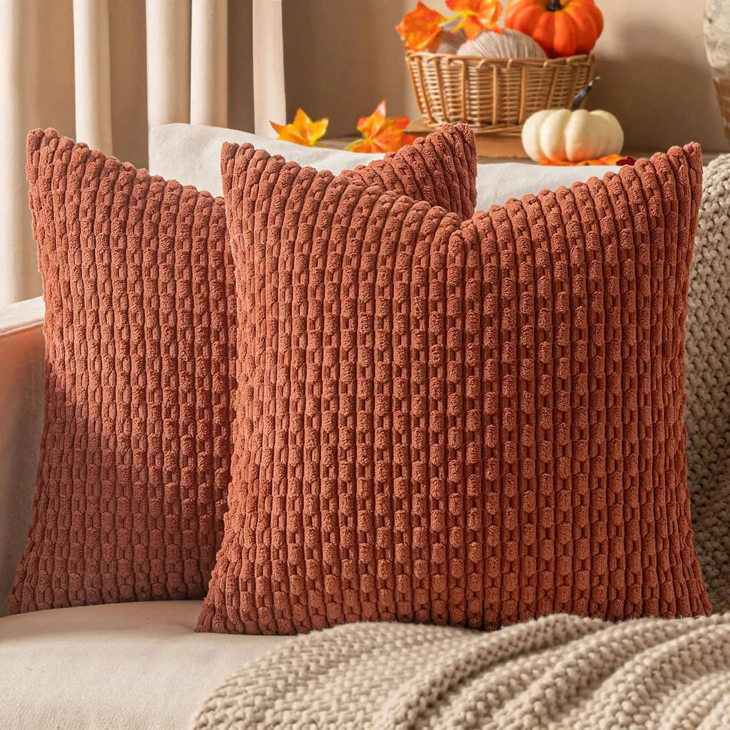 Maribelle – Boho gestreepte decoratieve kussenhoes 45 cm - Image 7
