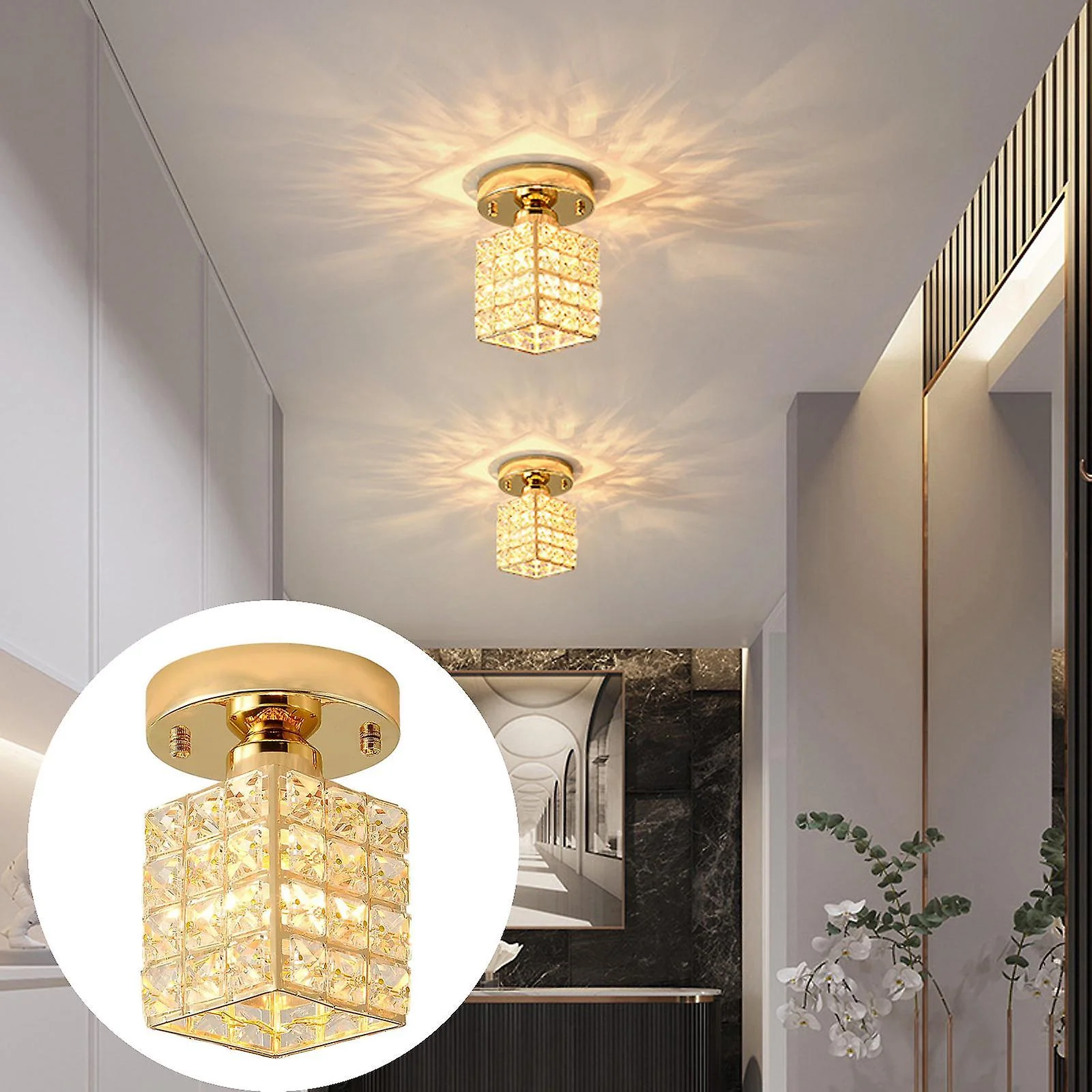 Mezula - Moderne Gouden Ronde Glazen Plafondlamp - Image 10