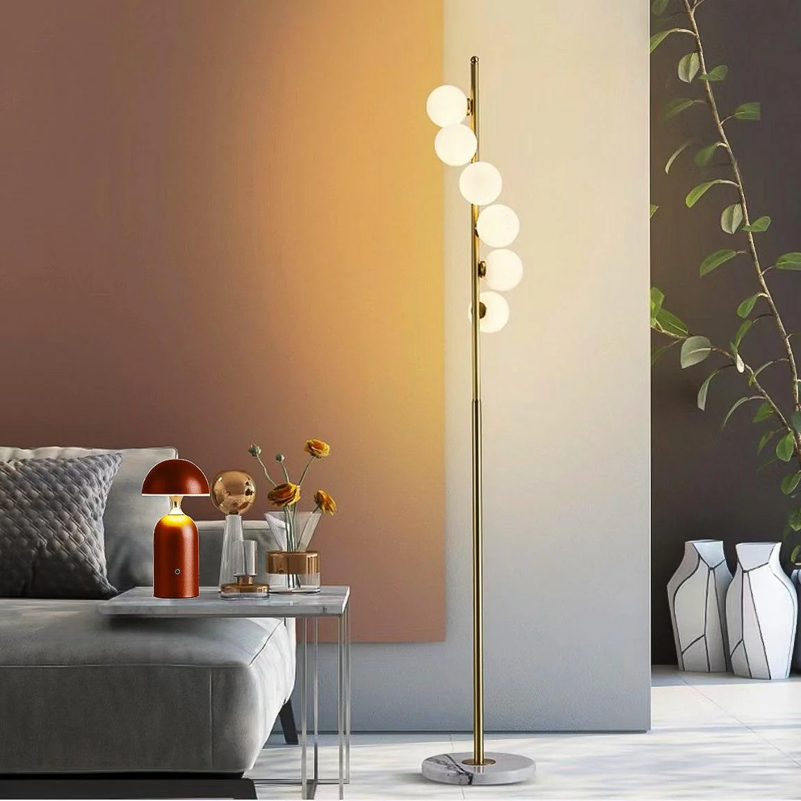 Mirelba – 6 Lichts Gouden Vloerlamp - Image 5