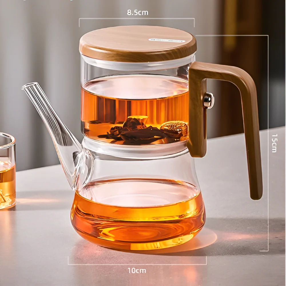Mirelva – Glazen Theepot 760ml met Magnetisch Filtersysteem en Houtafwerking - Image 11