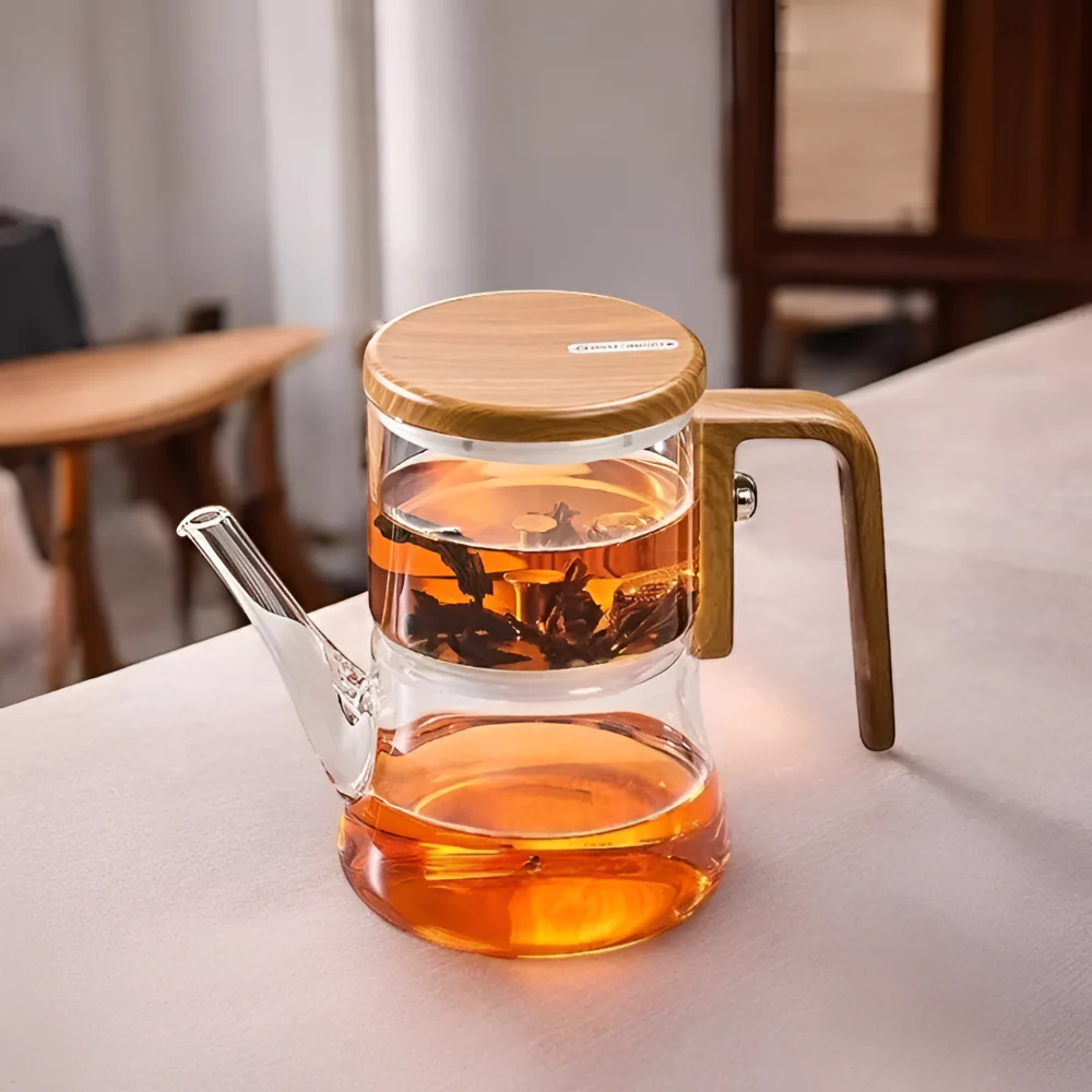 Mirelva – Glazen Theepot 760ml met Magnetisch Filtersysteem en Houtafwerking - Image 5