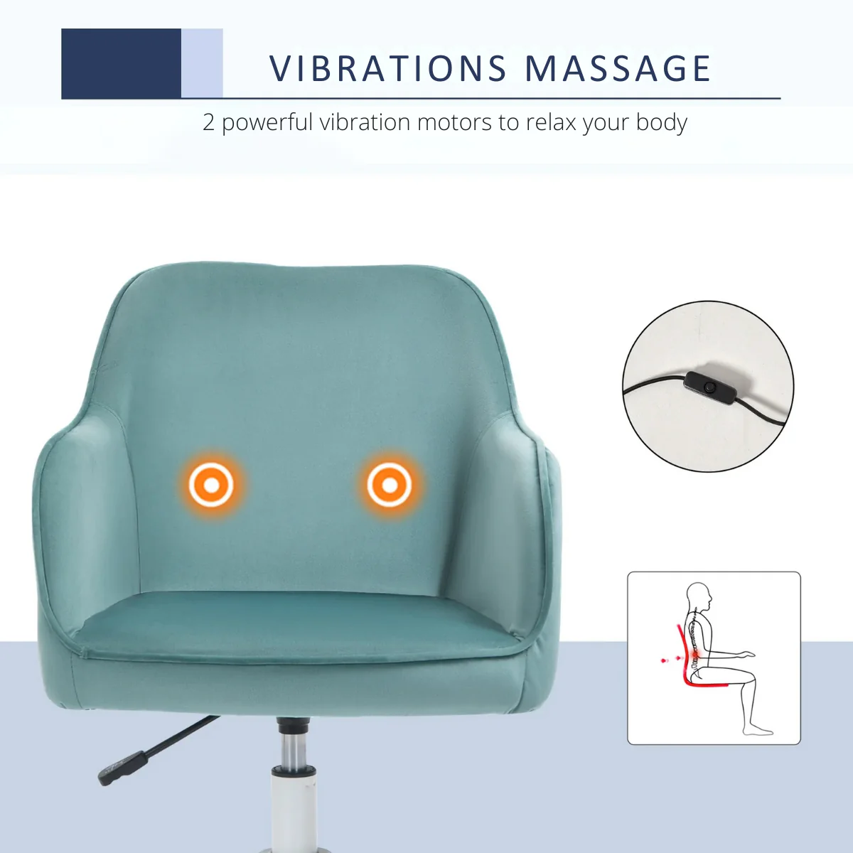 Myrrha - Groene Draaistoel met Massagefunctie en Lendenkussen voor Werk of Eetkamer - Image 6