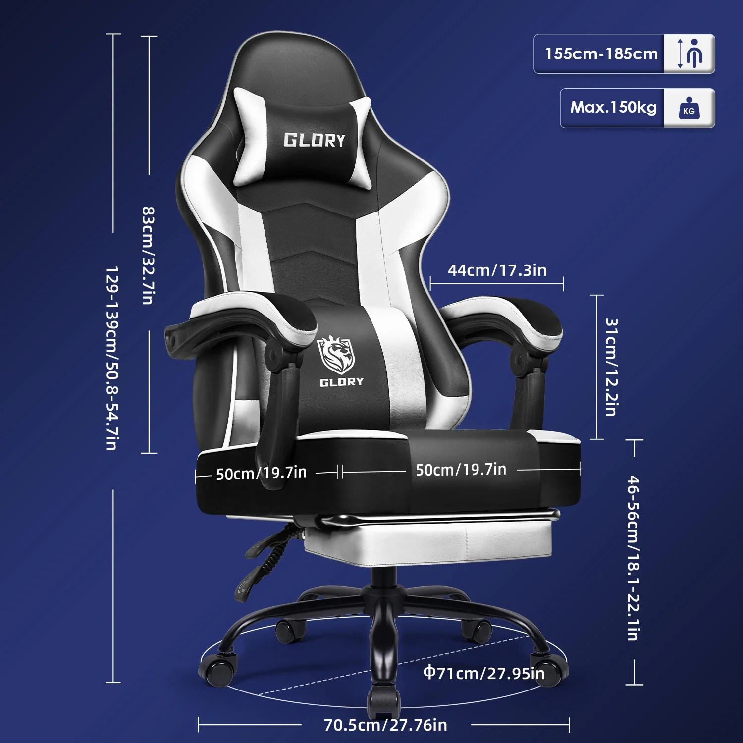 Navoro - Ergonomische Gamingstoel met Verstelbare Rug- en Neksteun - Image 12