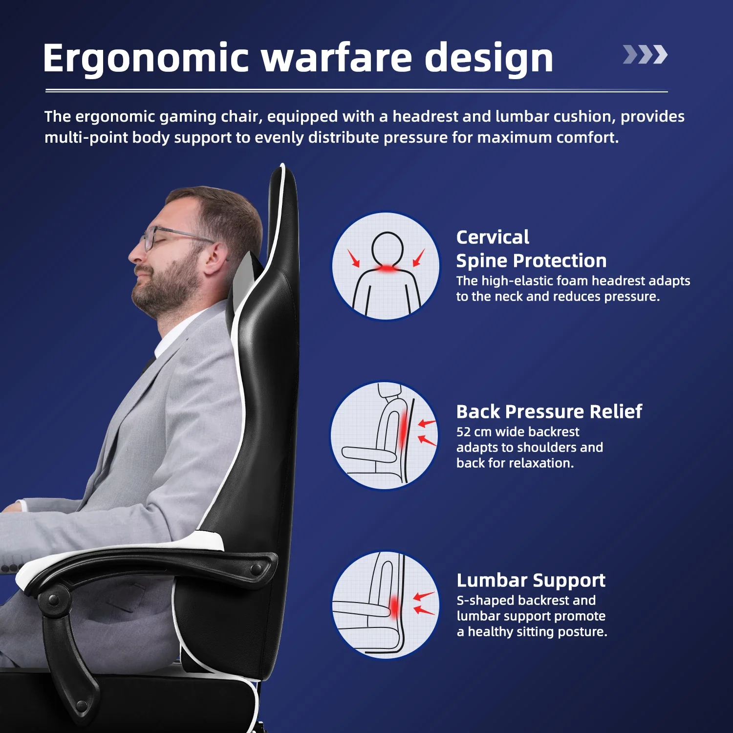 Navoro - Ergonomische Gamingstoel met Verstelbare Rug- en Neksteun - Image 8