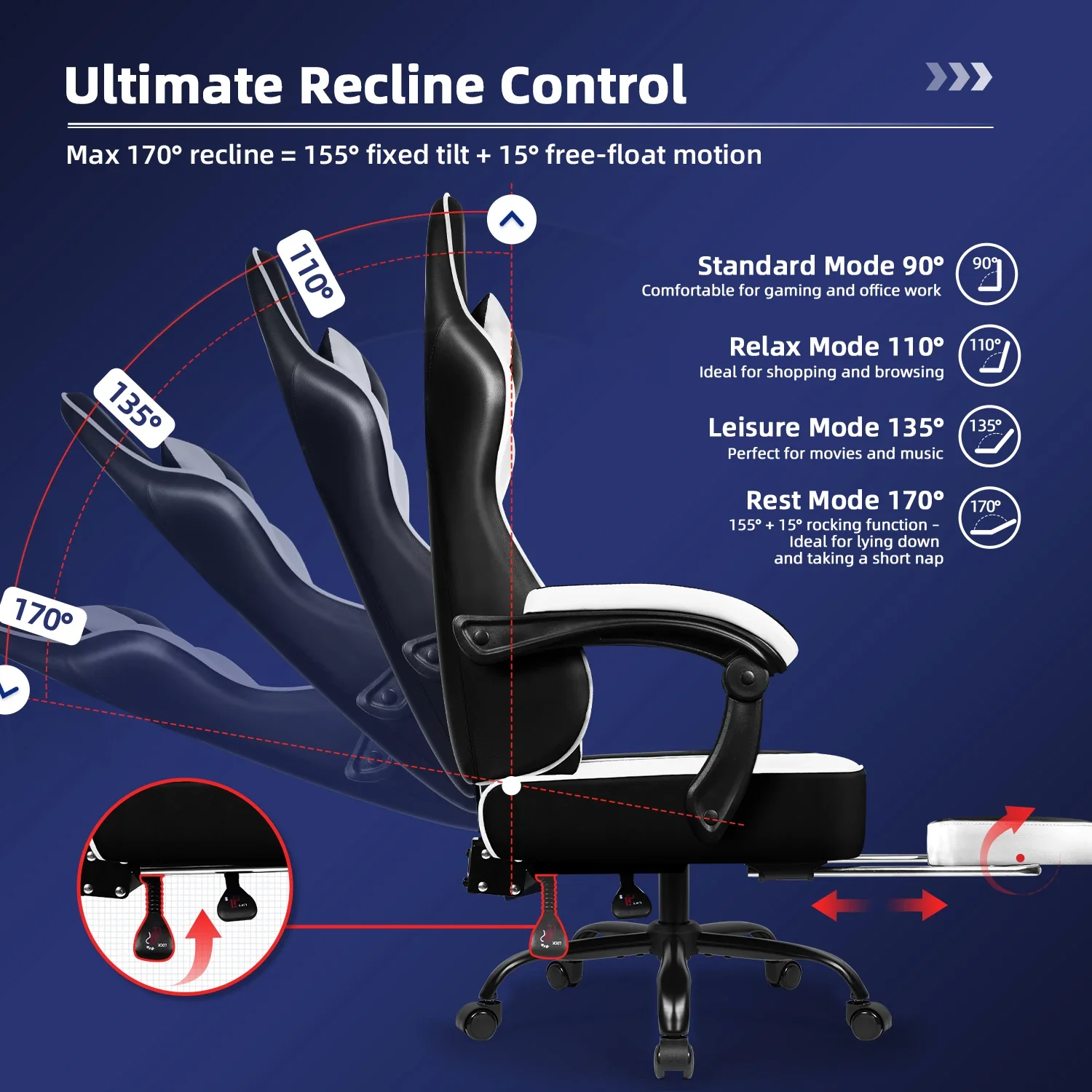 Navoro - Ergonomische Gamingstoel met Verstelbare Rug- en Neksteun - Image 9