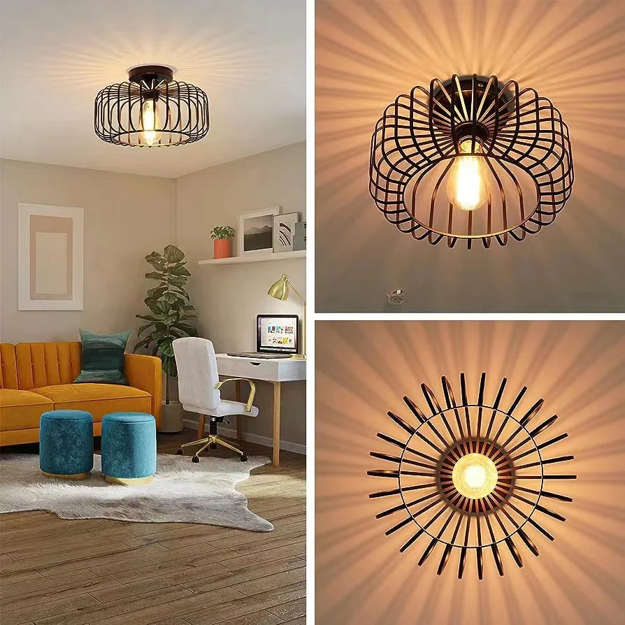 Nerassa - Moderne Industriële Vogelkooi Plafondlamp Zwart - Image 5