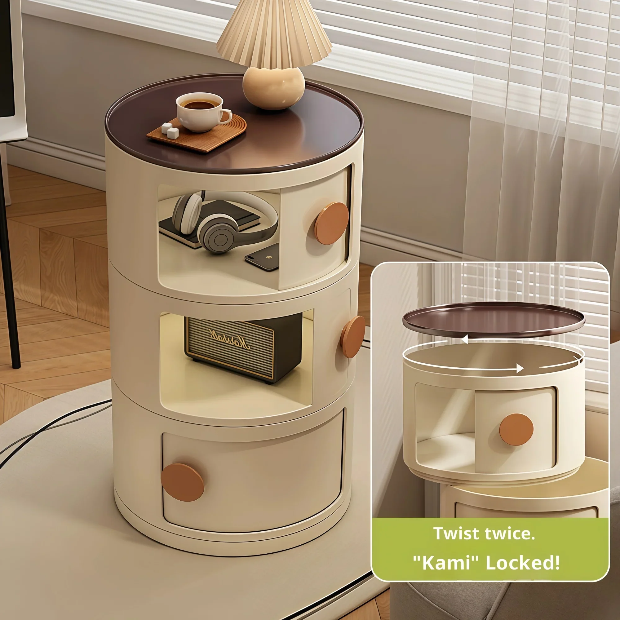 Nordivo - Rond Nachtkastje met Lades Scandinavisch Design - Image 3