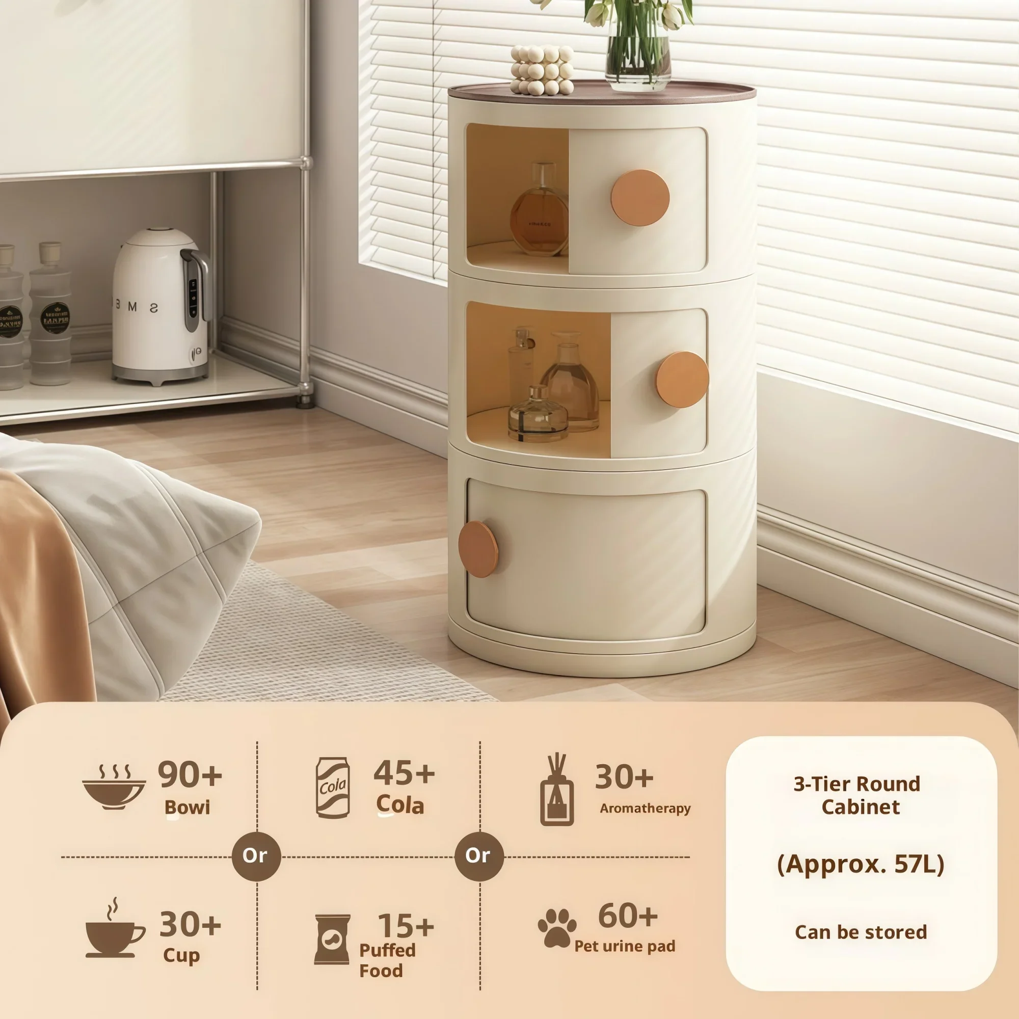 Nordivo - Rond Nachtkastje met Lades Scandinavisch Design - Image 4