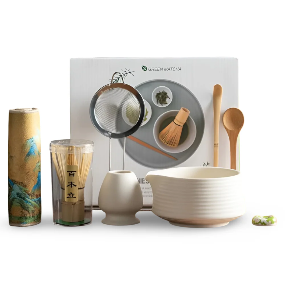 Noriyama – 8 Delige Matcha Set van Keramiek en Bamboe met Kom en Accessoires