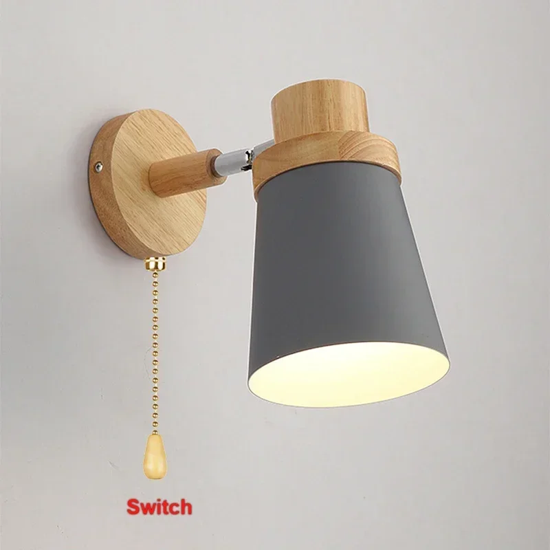 Norven – Moderne LED Wandlamp E27 Hout Metaal