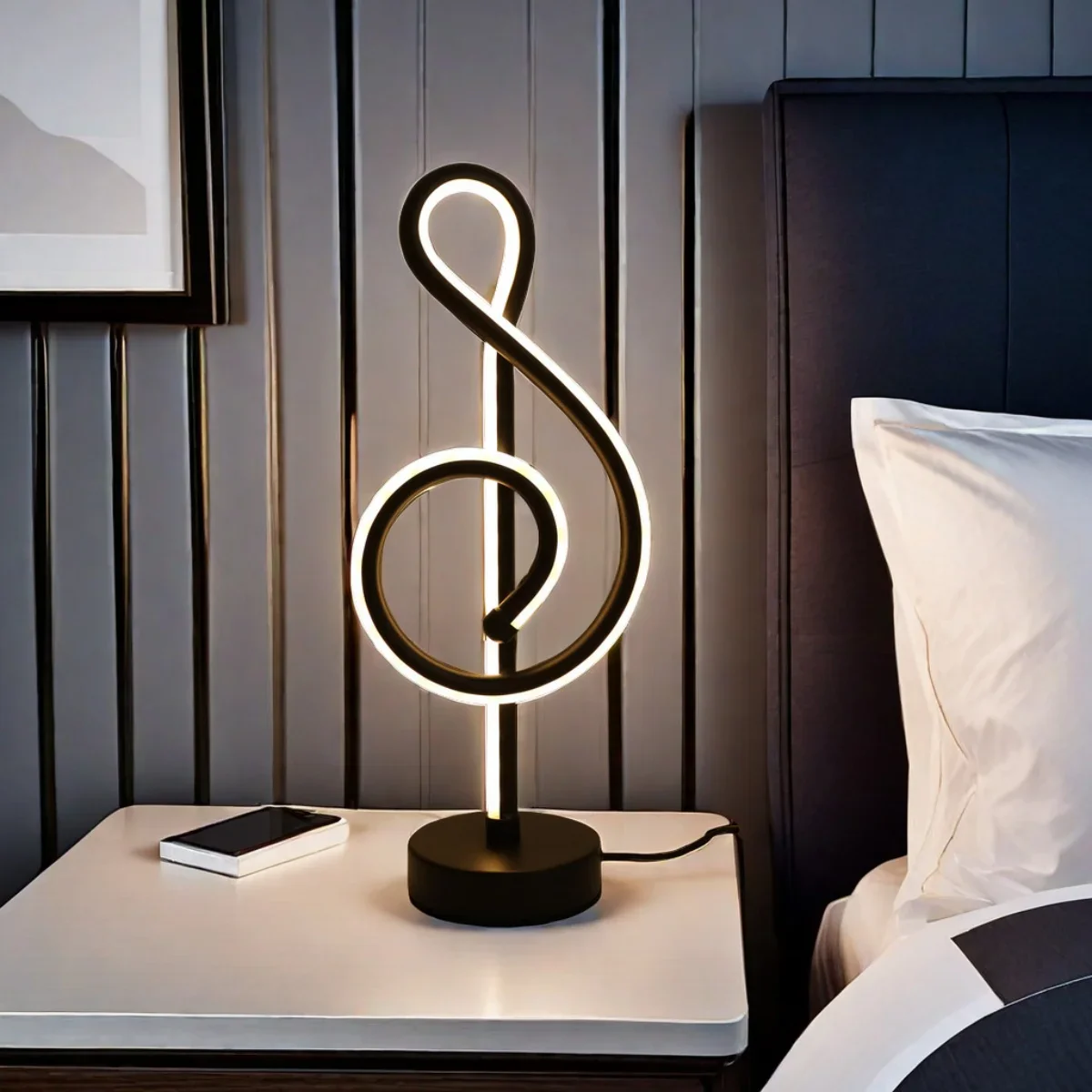 Notora - Creatieve Tafellamp in Muzieknootvorm met Traploze Dimming - Image 2