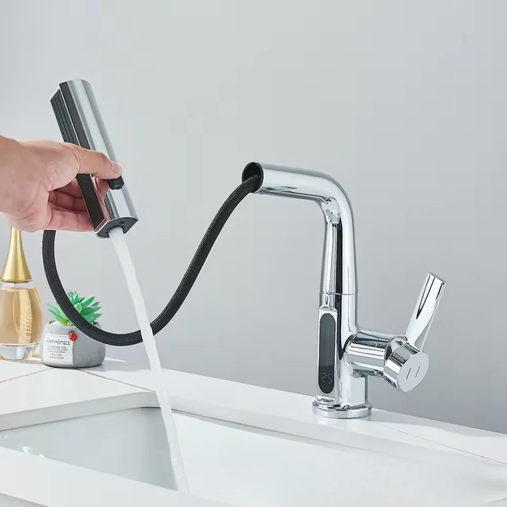 Nytheria - Waterval Badkamerkraan met Digitale Temperatuurweergave en Uittrekbare Tuit - Image 7