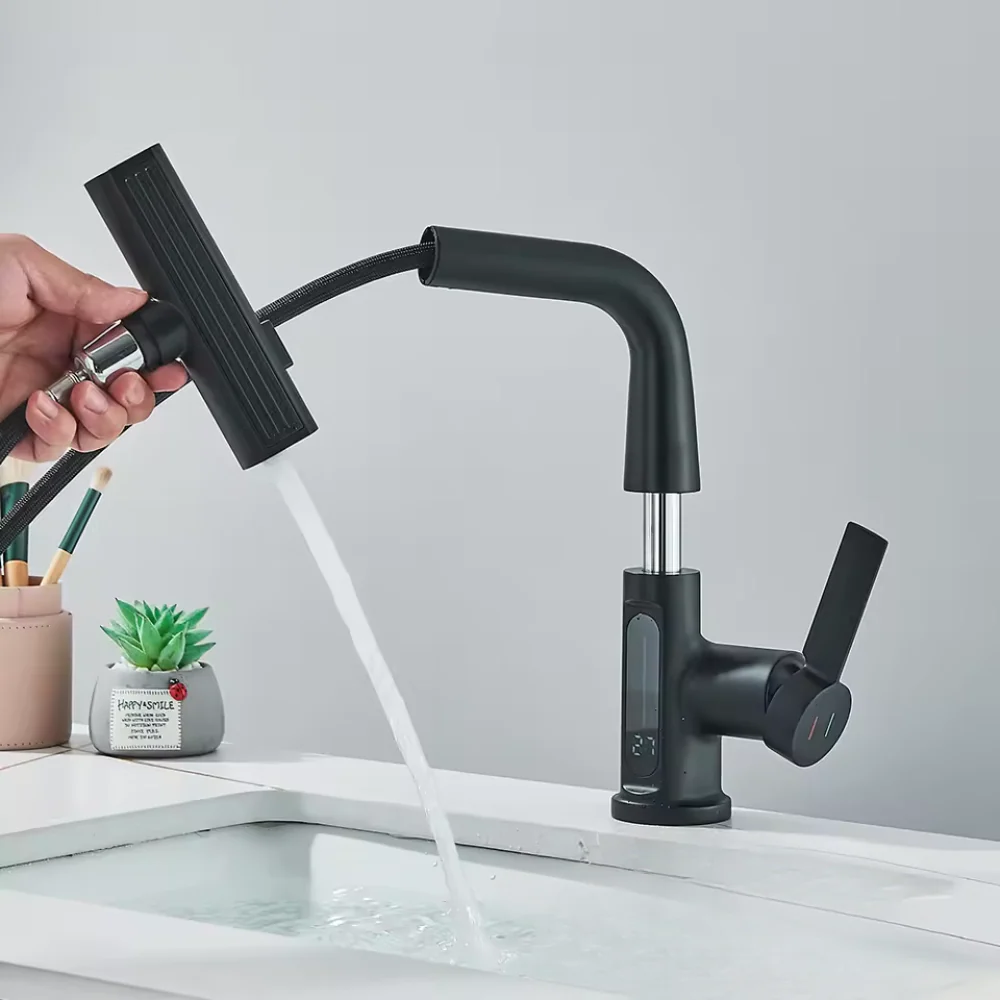 Nytheria - Waterval Badkamerkraan met Digitale Temperatuurweergave en Uittrekbare Tuit - Image 8