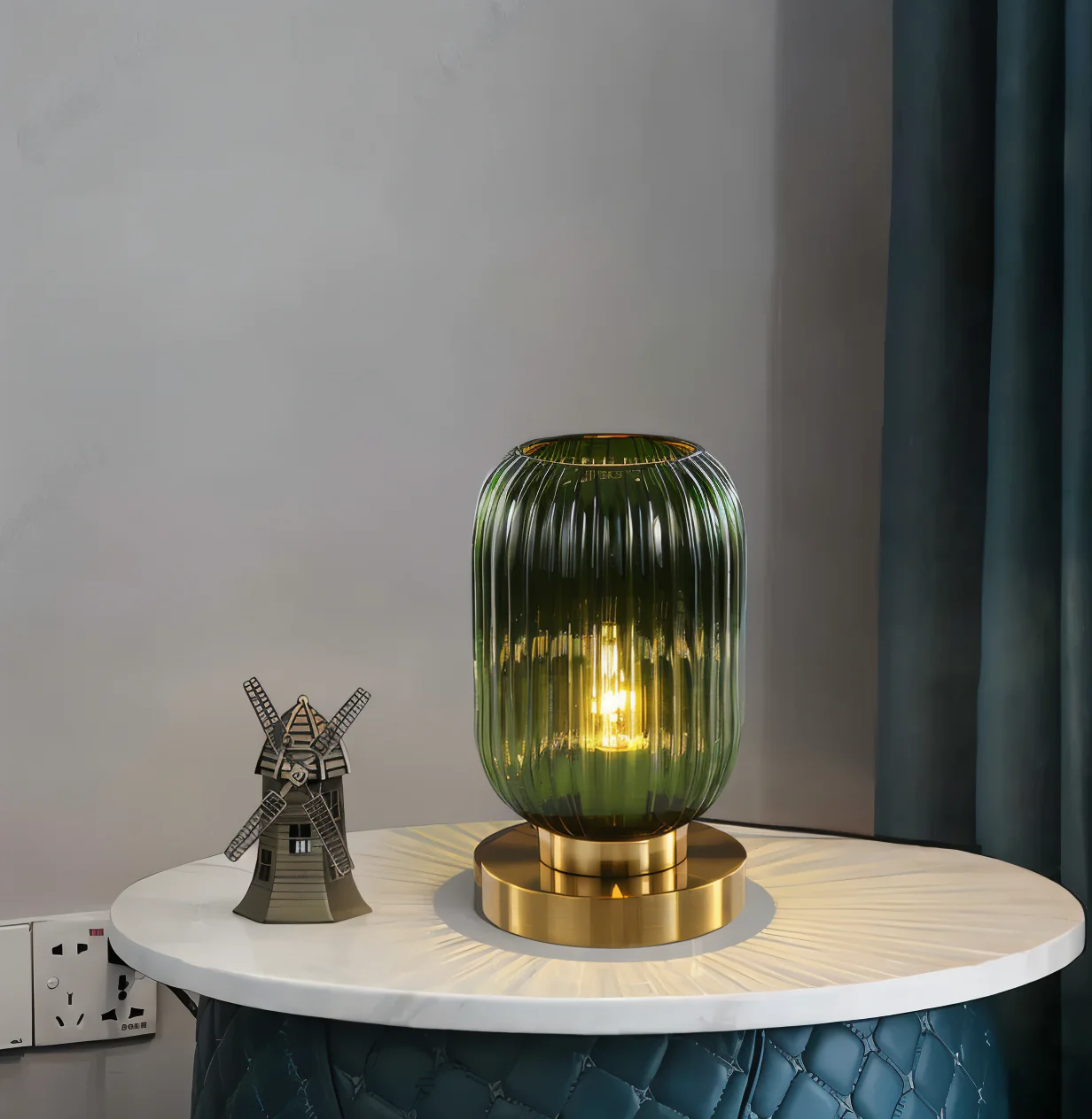 Oriantha - Noordse Tafellamp met Geribbeld Glas - Image 3