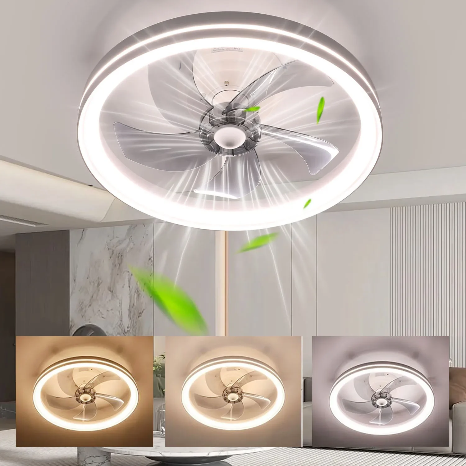 Orvellayne - Ronde Plafondventilator Met Dimbare LED Lamp