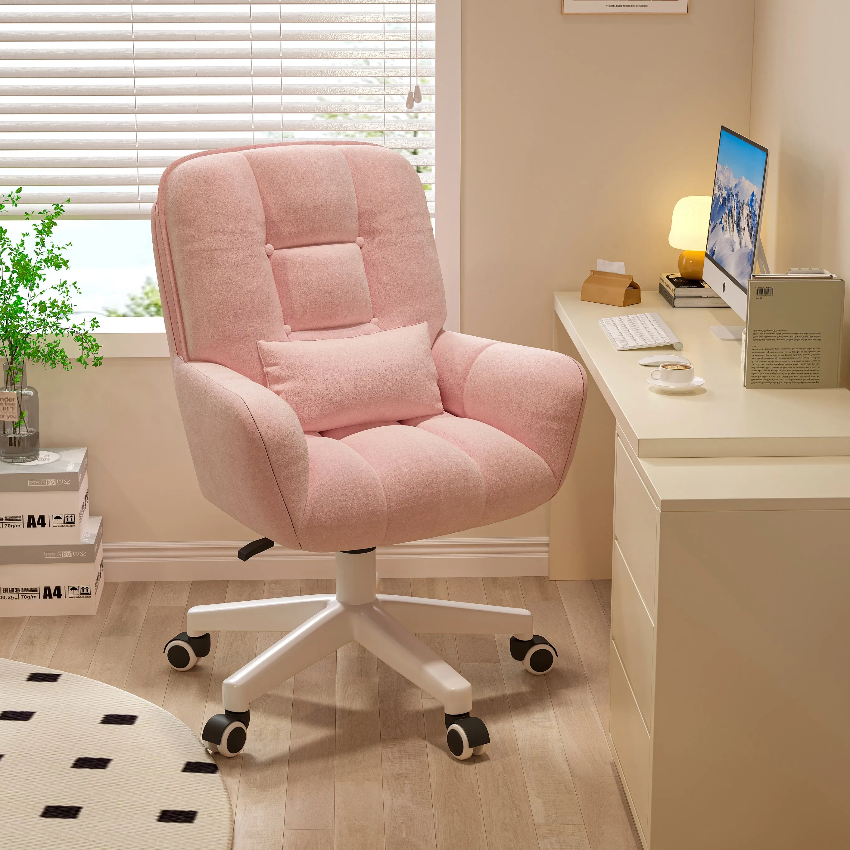 Ferlina – Roze Draaistoel met Ergonomisch Design voor Bureau of Gaming