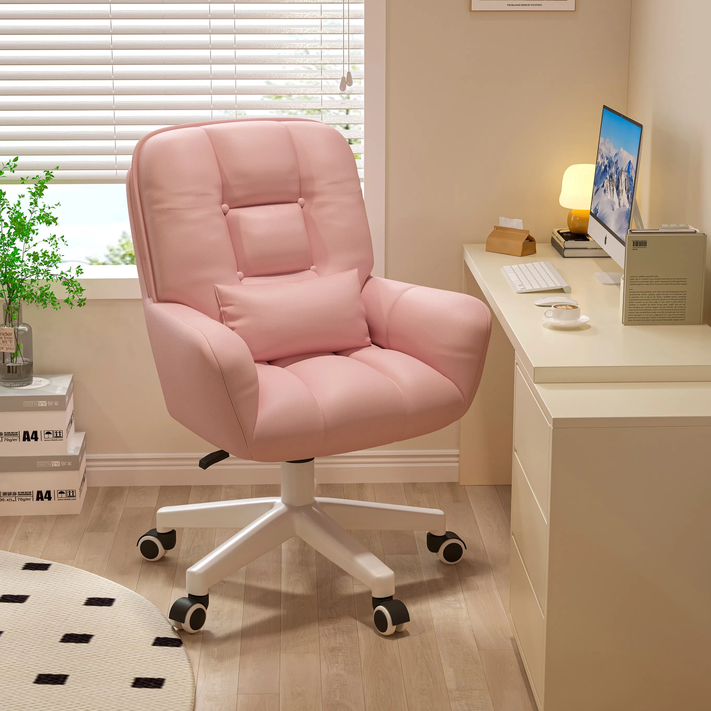 Ferlina – Roze Draaistoel met Ergonomisch Design voor Bureau of Gaming - Image 3