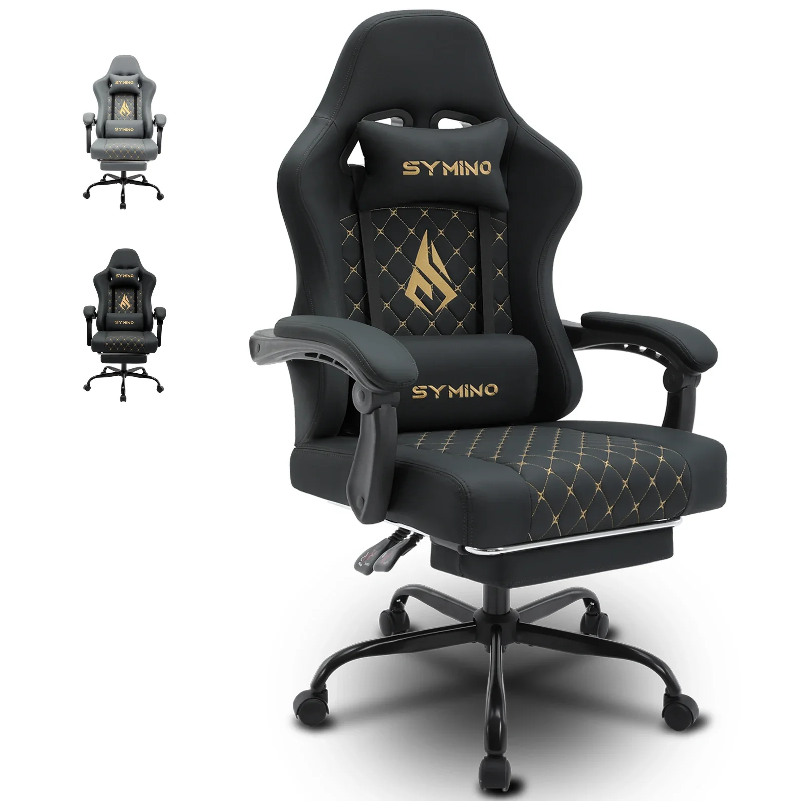 Plushio - Gamingstoel met Voetsteun en Verstelbare Armleuningen - Image 2