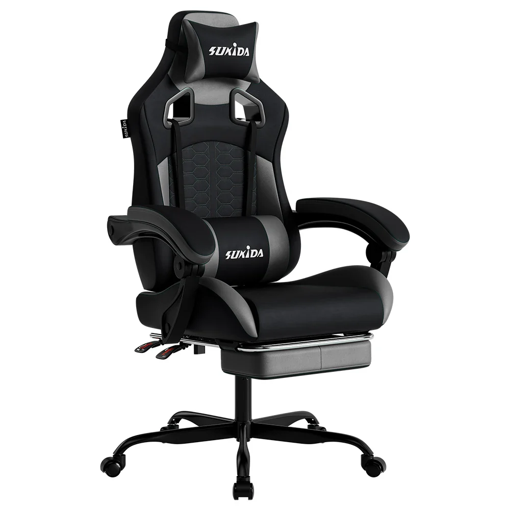 Raventa - Racingstijl Gamingstoel met Hoofdsteun en Lendensteun