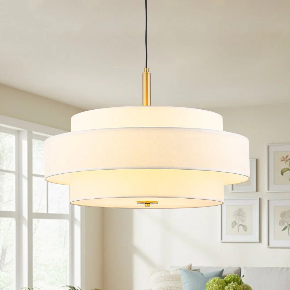 Rowano - Moderne Taps Toelopende Hanglamp Linnen Kap - Image 14