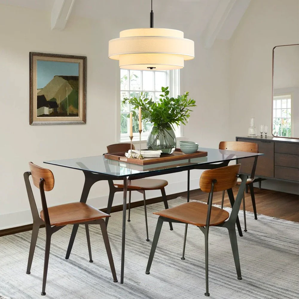 Rowano - Moderne Taps Toelopende Hanglamp Linnen Kap - Image 9