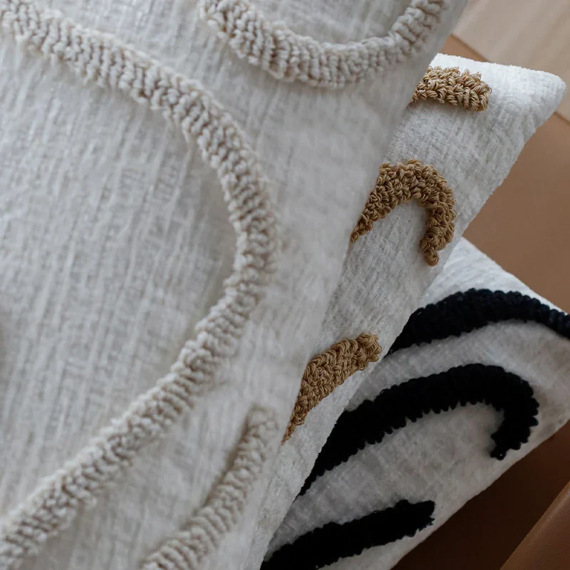 Sabella - Boho Chenille Sierkussen met Zachte Geometrische Lijnen voor Bank en Woonkamer - Image 5
