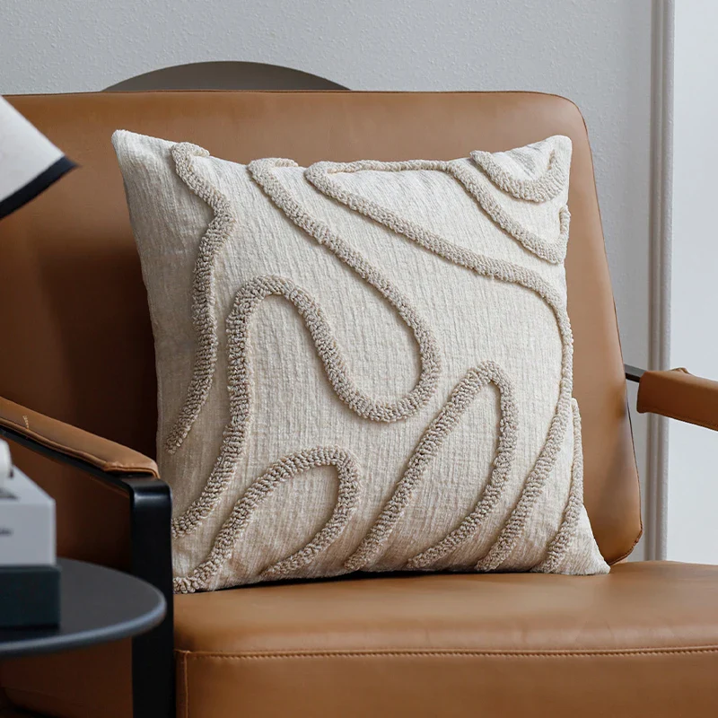 Sabella - Boho Chenille Sierkussen met Zachte Geometrische Lijnen voor Bank en Woonkamer - Image 6