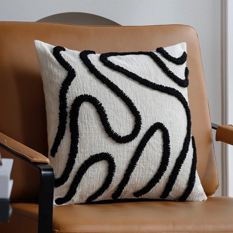 Sabella - Boho Chenille Sierkussen met Zachte Geometrische Lijnen voor Bank en Woonkamer - Image 7