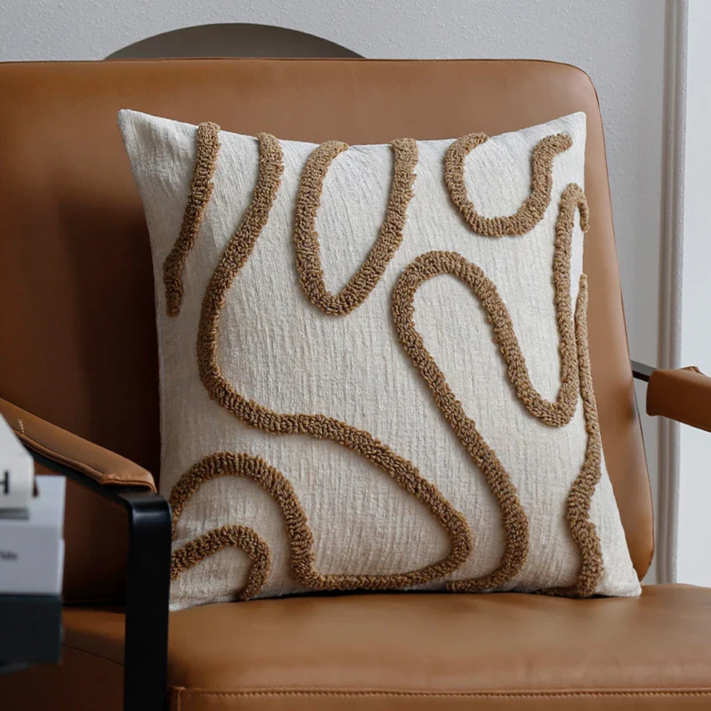 Sabella - Boho Chenille Sierkussen met Zachte Geometrische Lijnen voor Bank en Woonkamer - Image 8