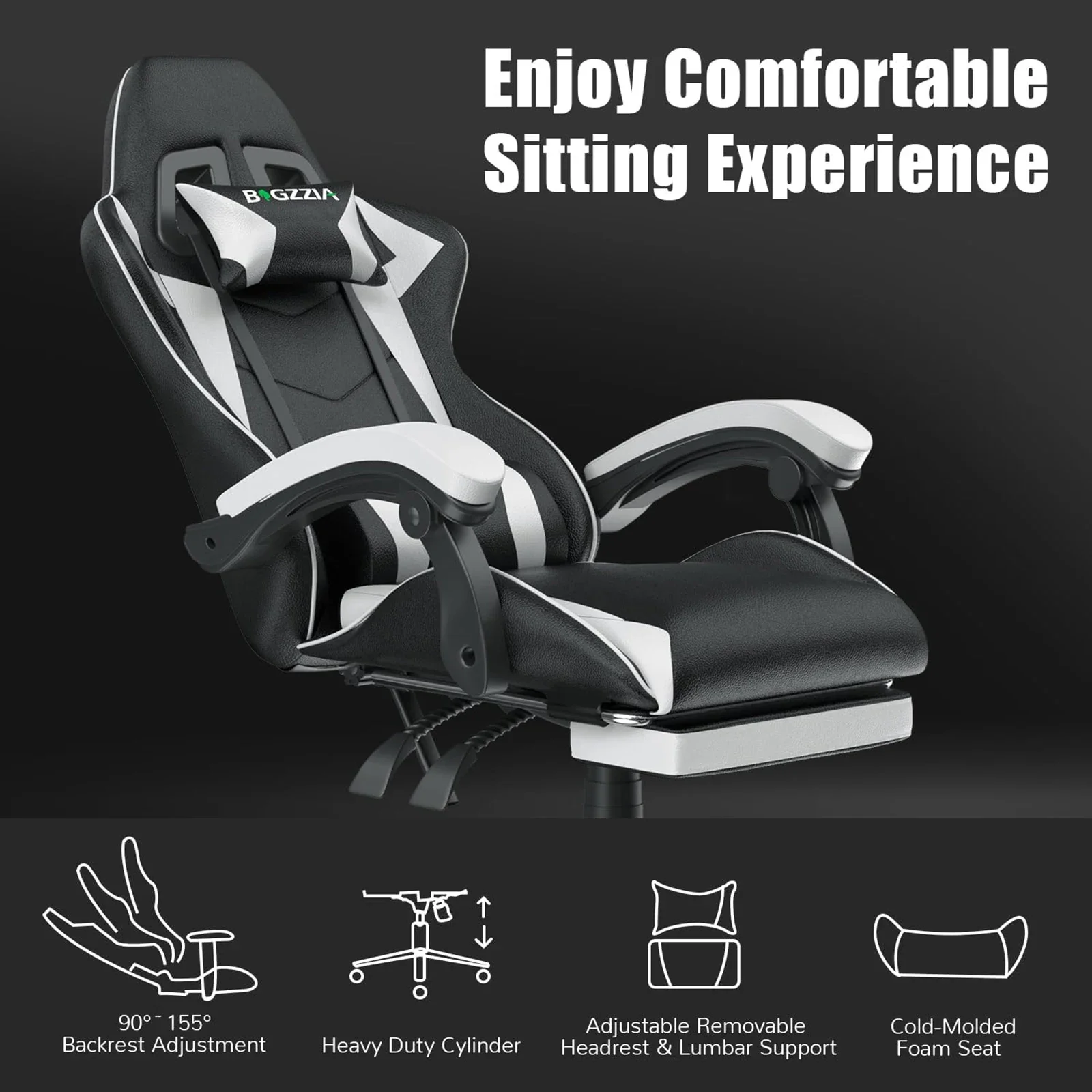 Serava - Ergonomische Gamingstoel met Voetsteun, Lendenkussen en Verstelbare Hoogte - Image 2