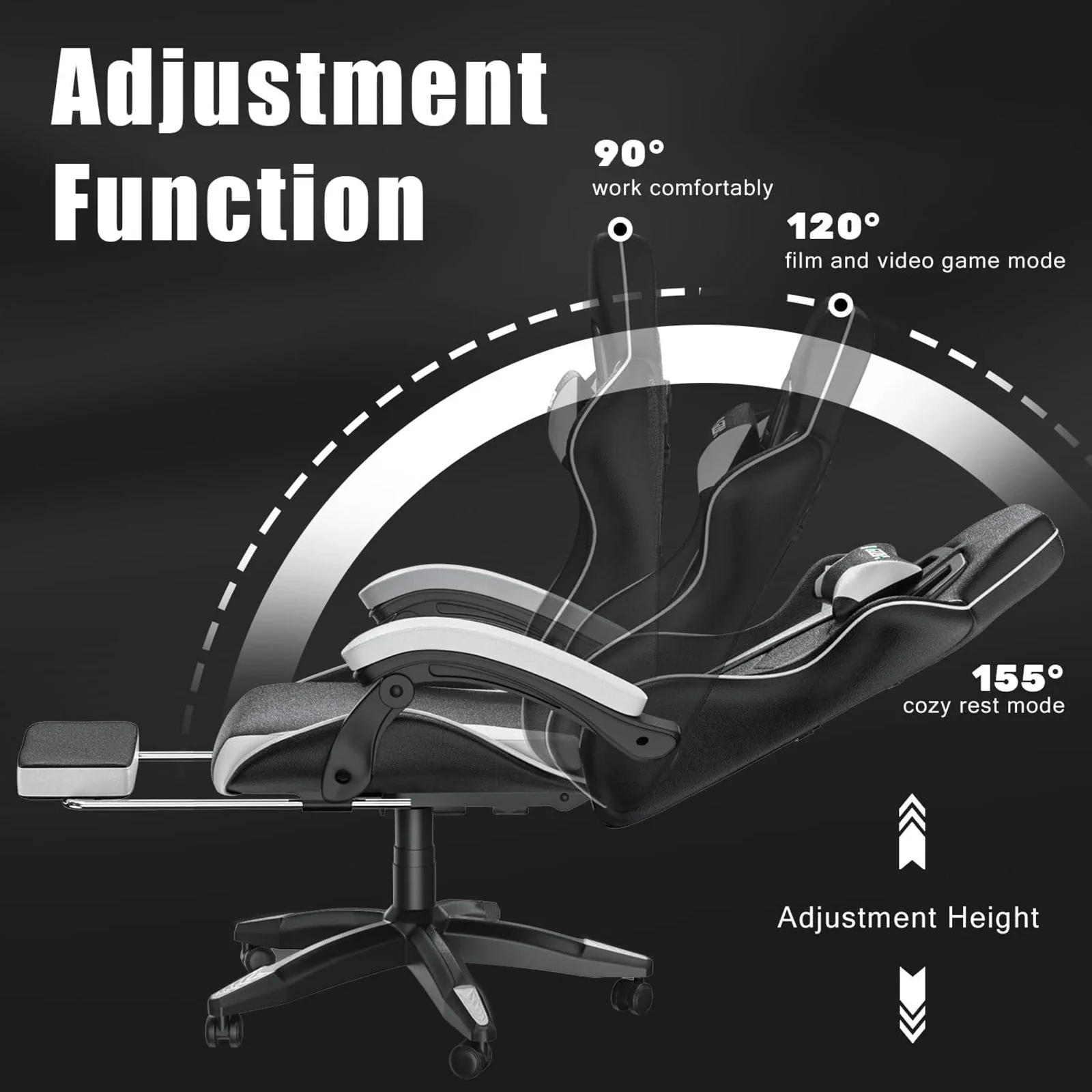 Serava - Ergonomische Gamingstoel met Voetsteun, Lendenkussen en Verstelbare Hoogte - Image 3