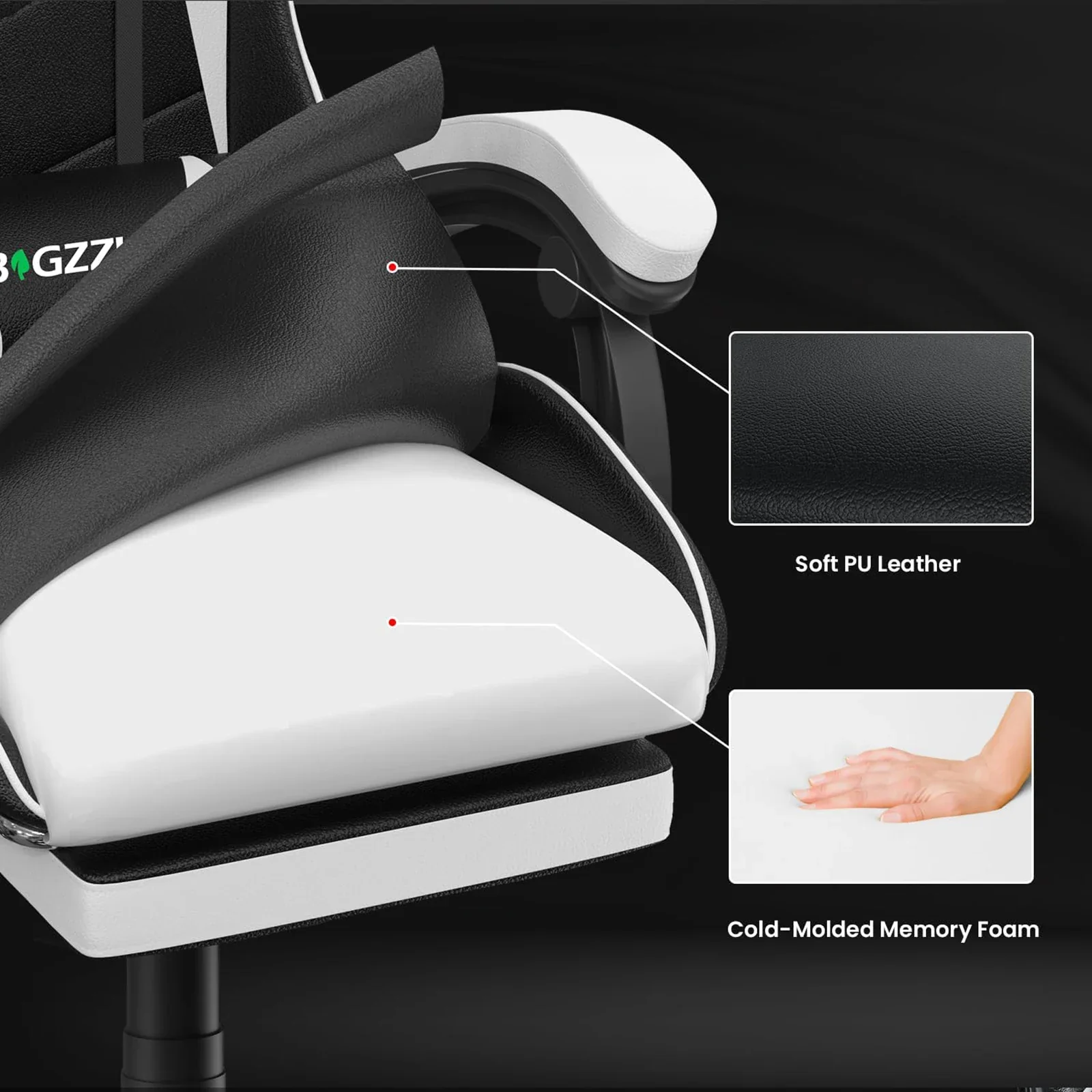 Serava - Ergonomische Gamingstoel met Voetsteun, Lendenkussen en Verstelbare Hoogte - Image 4